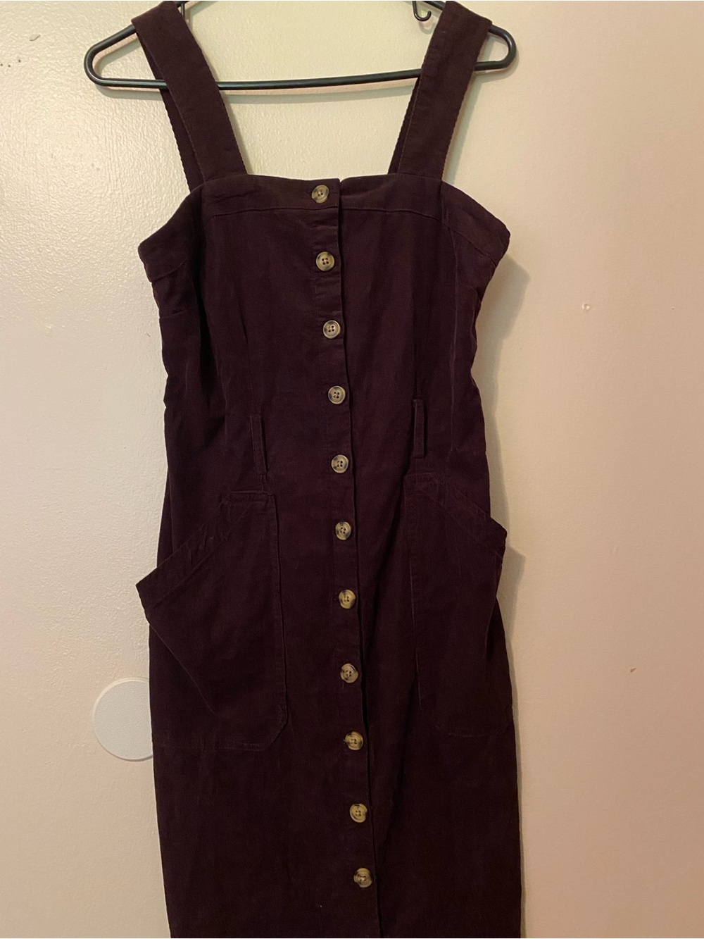 Universal Thread Sleeveless Button-Front Corduroy Midi Dress in Plum